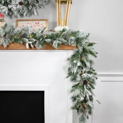 Real Touch™? Pre-Lit Flocked Mixed Rosemary Pine Artificial Christmas Garland - 9' x 14