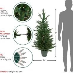 Real Touch™ Pre-Lit Grande Spruce Artificial Potted Christmas Tree - 4' - Clear Lights