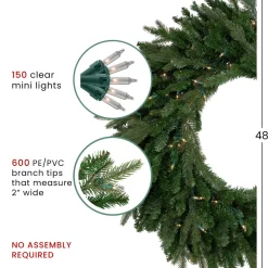 Real Touch™ Pre-Lit Grande Spruce Artificial Christmas Wreath - 48