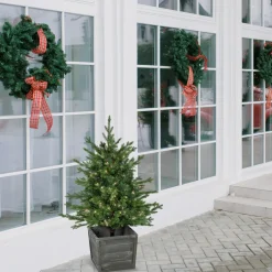 Real Touch™? Pre-Lit Potted Deluxe Russian Pine Artificial Christmas Tree - 4' - Warm White LED Lights