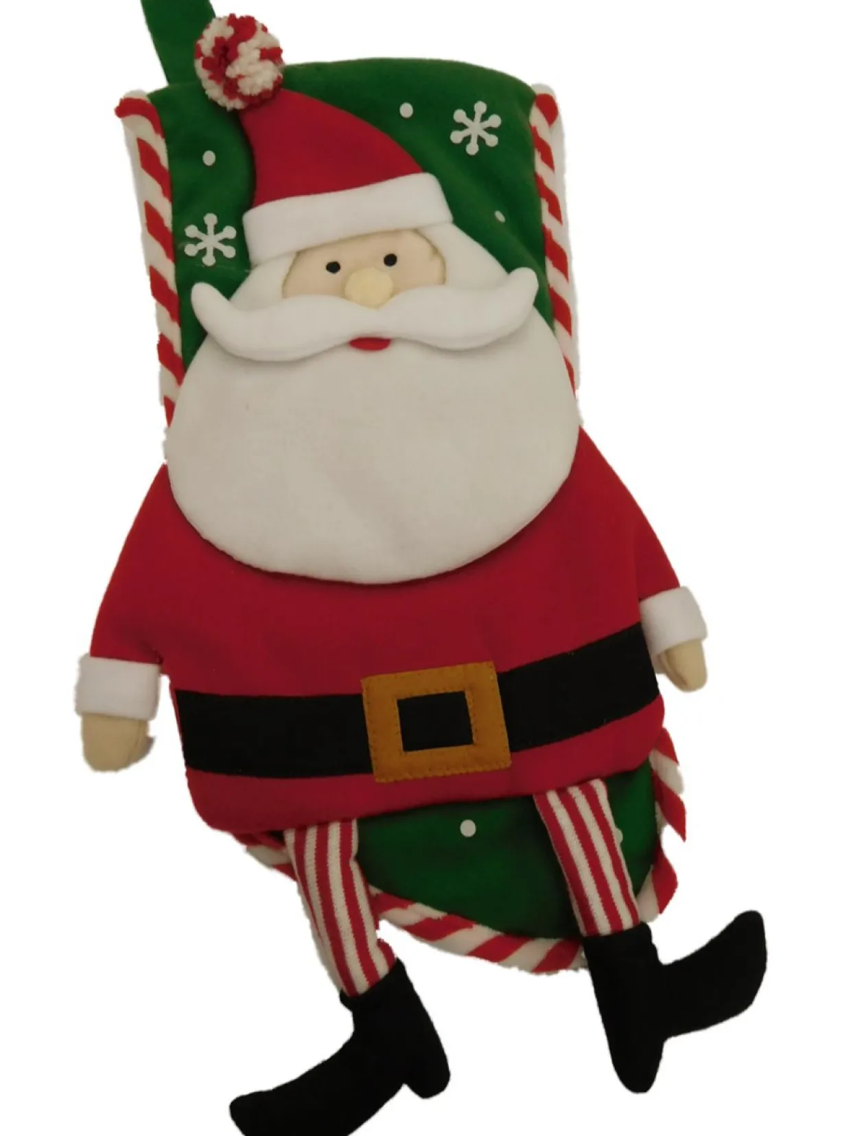 Red & Green Felt Santa Claus Snowflake Christmas Holiday Stocking