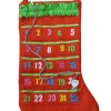 Red Advent Calendar Christmas Stocking with Santa & Embellishments