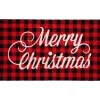 Red and Black Plaid "Merry Christmas" Natural Coir Christmas Outdoor Doormat 18" x 30"