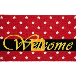 Red and Black Santa Suit Buckle "Welcome" Coir Christmas Outdoor Doormat 18" x 30"