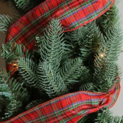 Red and Blue Plaid Wired Christmas Craft Ribbon 2.5