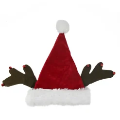 Red and Brown Reindeer Antlers Santa Hat Unisex Adult Christmas Costume Accessory - One Size