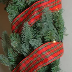 Red and Green Plaid Wired Christmas Craft Ribbon 2.5