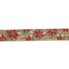 Red and Green Poinsettia Christmas Wired Craft Ribbon 2.5" x 16 Yards