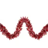 Red and Silver Wide Cut Christmas Tinsel Garland - 12 feet, Unlit
