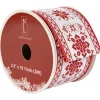 Red and White Knit Pattern Wired Craft Christmas Ribbon 2.5" x 10 Yards
