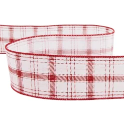 Red and White Plaid Wired Craft Christmas Ribbon 2.5