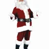 Red and White Plush Velour Santa Claus Women Christmas Costume Suit - Standard Size