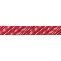 Red and White Striped Christmas Wired Craft Ribbon 2.5" x 10 Yards