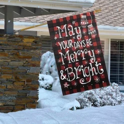 Red Buffalo Plaid Merry and Bright Christmas House Flag 28