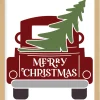 Red Christmas Truck 10.5" x 11.5" Framed Christmas Wall Decor Art Print Sign Poster in a Natural Wooden Frame with UV Acrylic and Hangers
