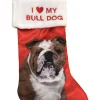 Red Satin I Love My Bull Dog Christmas Holiday Stocking