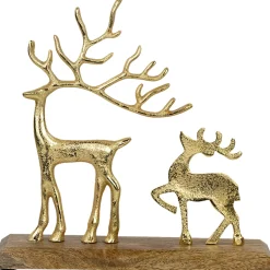 Reindeer and Fawn Metal Christmas Figure - 10.25" - Gold