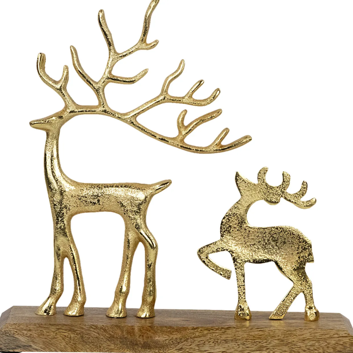 Reindeer and Fawn Metal Christmas Figure - 10.25" - Gold