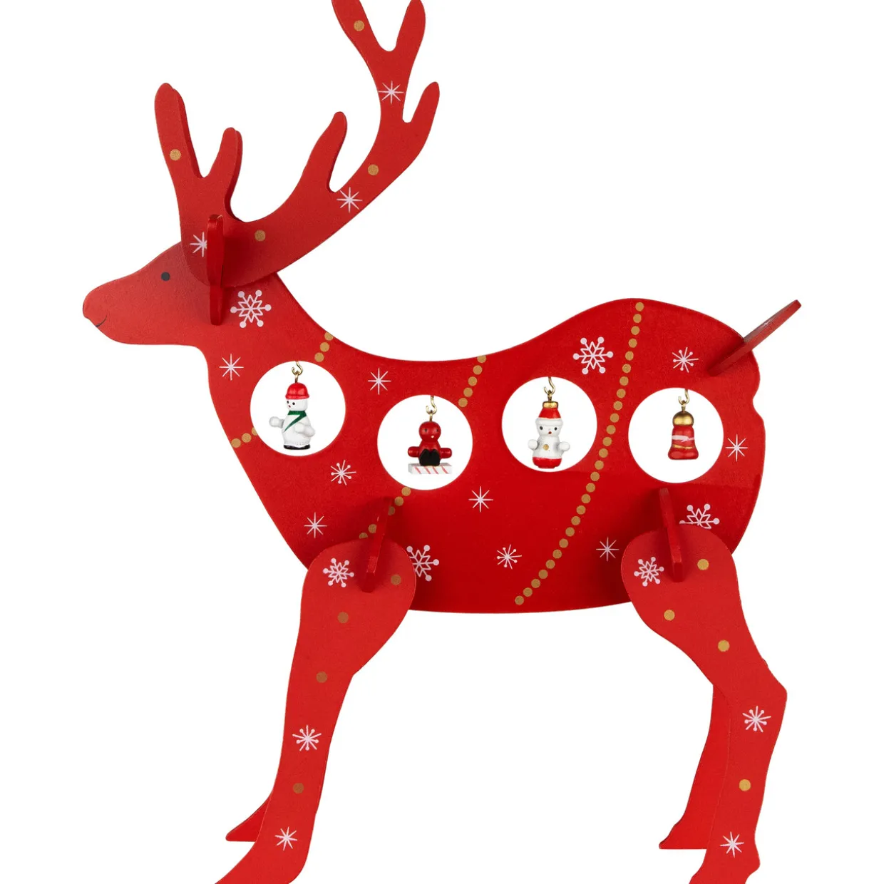 Reindeer Cut-Out Ornament Holder Christmas Decoration - 13.25" - Red and White