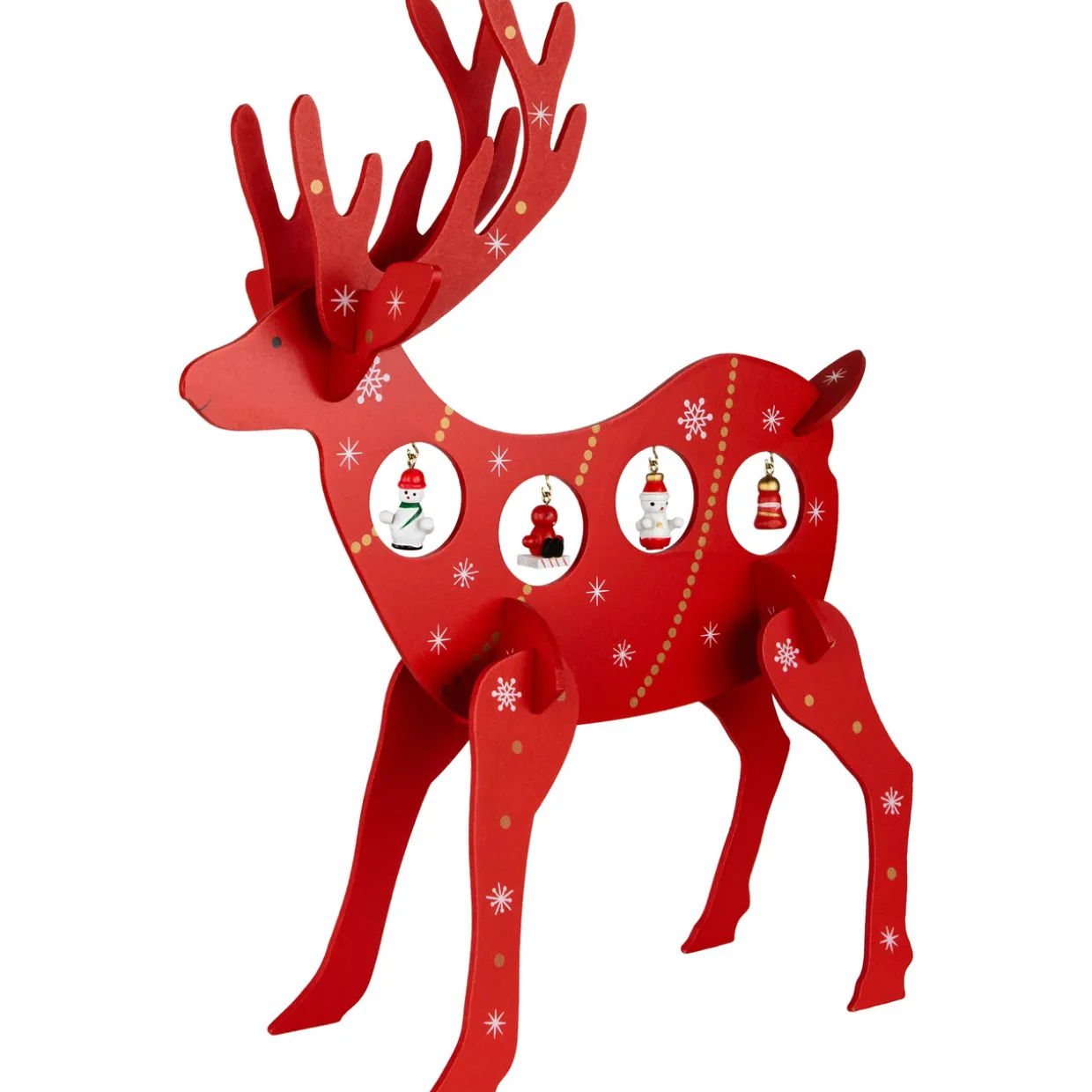 Reindeer Cut-Out Ornament Holder Christmas Decoration - 13.25" - Red and White