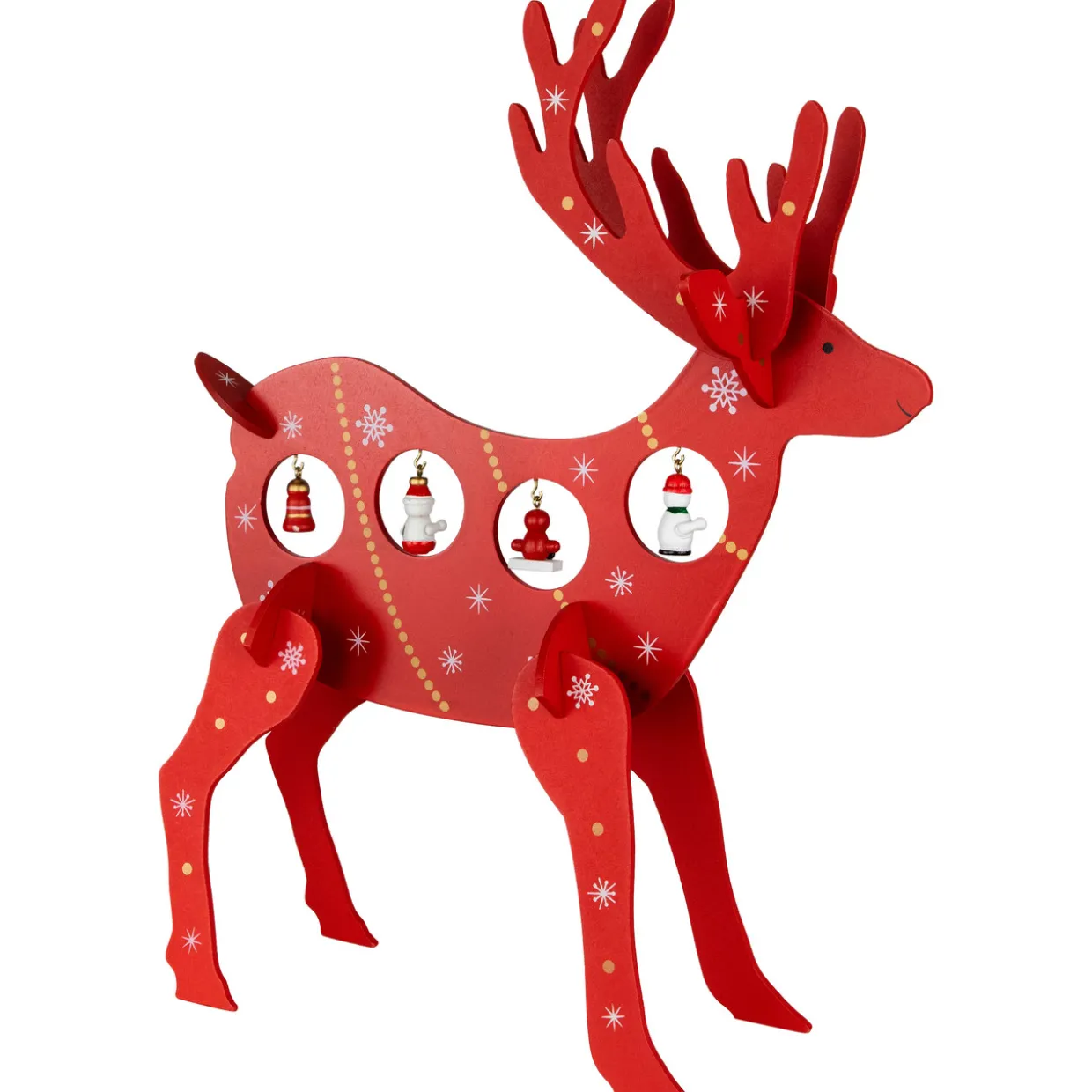 Reindeer Cut-Out Ornament Holder Christmas Decoration - 13.25" - Red and White