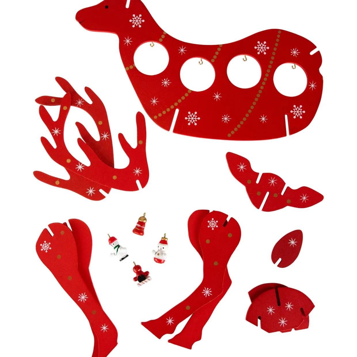 Reindeer Cut-Out Ornament Holder Christmas Decoration - 13.25" - Red and White