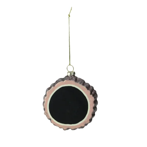 Round Chalkboard Tree Stump Glass Christmas Ornament - 3.5"