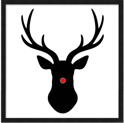 Rudolph the Red Nosed Reindeer 15.5" x 15.5" Framed Christmas Wall Decor Art Print Sign Poster in a Black Wooden Frame with UV Acrylic and Hangers