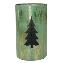 Rustic Christmas Tree Candle Lanterns - 12