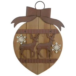 Rustic Reindeer Christmas Ornament Wall Sign - 17.5"