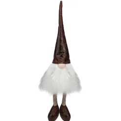 Rustic Sitting Gnome Christmas Decoration - 12" - White and Brown