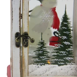 Rustic Snowman Christmas Scene Candle Lantern - 14.5