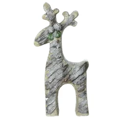 Rustic Woodland Glittered Reindeer Christmas Figure - 22" - Gray