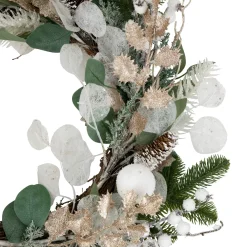 Sage Green and White Artificial Christmas Wreath, 24-Inch, Unlit