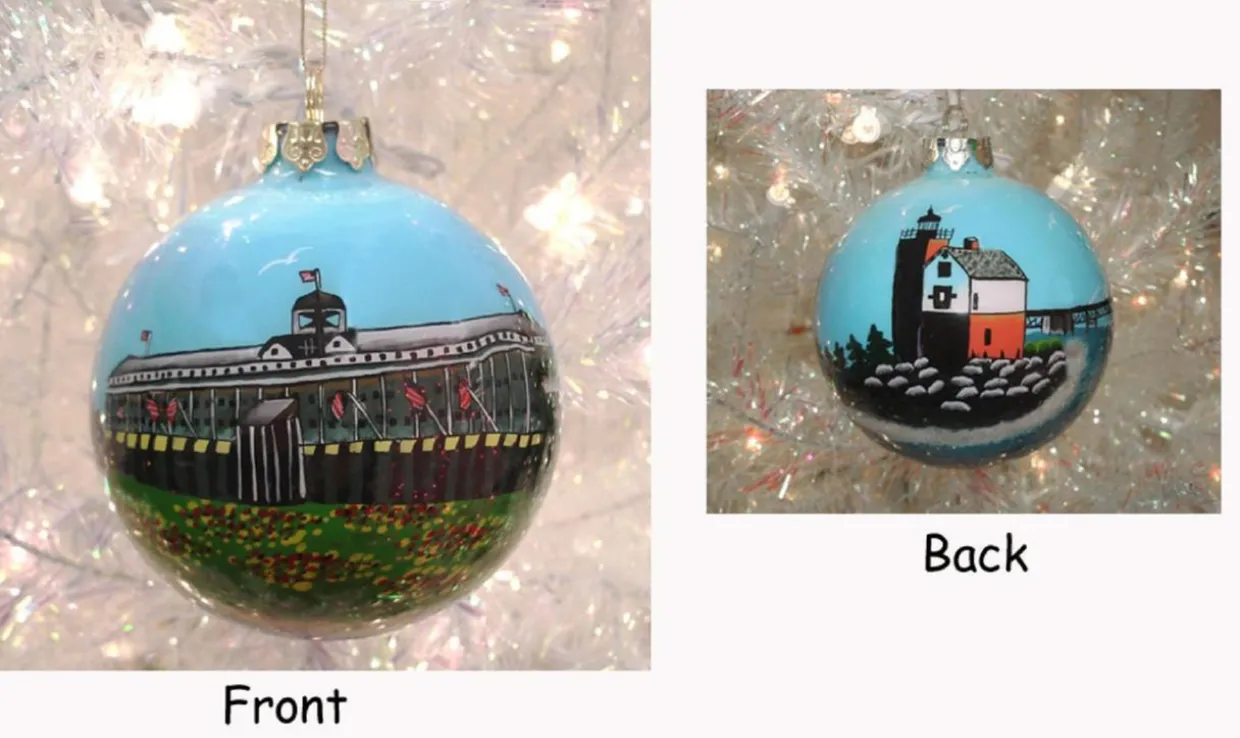 San Francisco Golden Gate Bridge and Lighthouse Christmas Ball Ornament 3.25" (82mm)
