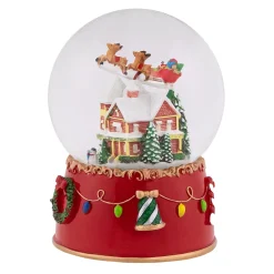 Santa and Reindeer Christmas Night Musical Snow Globe - 7