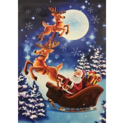 Santa and Reindeer Sleigh Ride Outdoor Garden Flag 12.5" x 18"