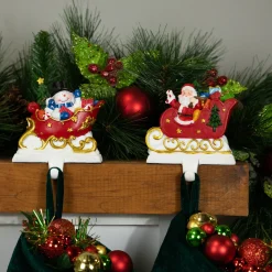 Santa and Snowman Sleigh Ride Christmas Stocking Holders - 4.25