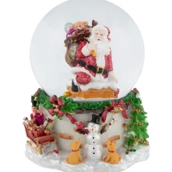 Santa Claus in Chimney Musical Christmas Snow Globe - 7"