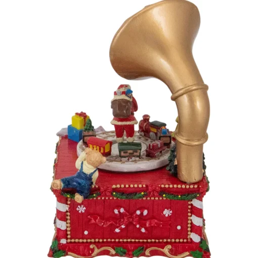 Santa Claus on Phonograph Musical Christmas Decoration - 7"