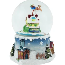 Santa Claus on Sleigh Snowy Village Musical Christmas Water Globe - 5.5