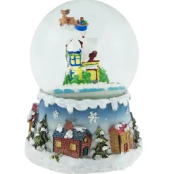 Santa Claus on Sleigh Snowy Village Musical Christmas Water Globe - 5.5