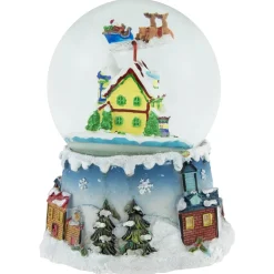 Santa Claus on Sleigh Snowy Village Musical Christmas Water Globe - 5.5