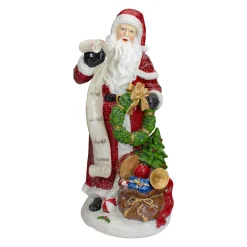 Santa Claus with Gift Sack and a Nice and Naughty List Christmas Figurine - 11.5"