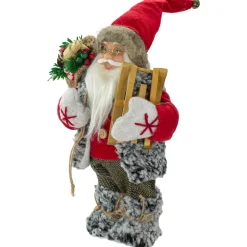 Santa Claus with Presents and Sled Standing Christmas Figure - 12