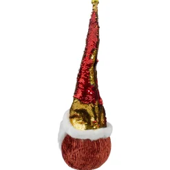Santa Gnome Head with Sequined Jingle Bell Hat Christmas Decoration - 20