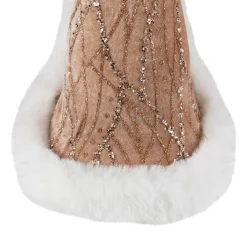 Santa Gnome Holding Pine Sprigs in Plush Winter Hat Christmas Figure - 19