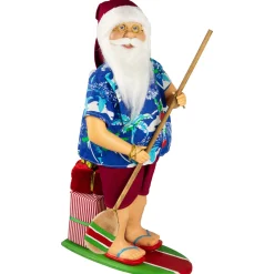 Santa on a Paddle Board Christmas Figure - 18"