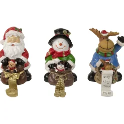Santa, Snowman and Reindeer Christmas Stocking Holders - 5.25" - Set of 3