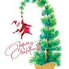 Santa Tree Christmas Holiday Wall Decor Art Print